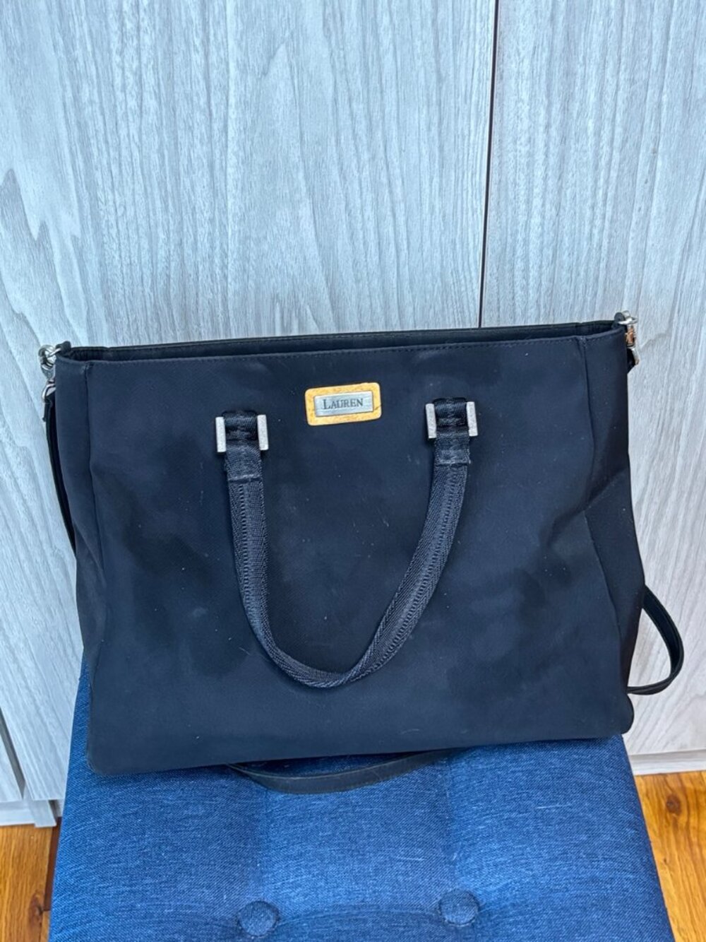 Lauren Ralph Lauren Black Nylon Tote Bag | Shoulder & Crossbody | Work Laptop Ba